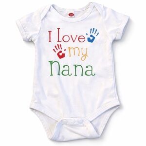 Amazon White "I Love My Nana" Baby Bodysuit with Colorful Handprints